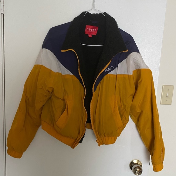 Guess Sherpa Vintage Retro Jacket Bomber Spring - Picture 2 of 5